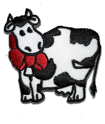Produktbild von Kuh Tier - Aufnäher, Bügelbild, Aufbügler, Applikationen, Patches, Flicken, Zum Aufbügeln, Größe: 5,1 x 5,1 cm