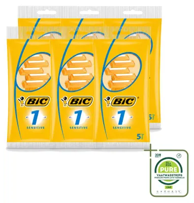 Produktbild von 6 x Bic 1 Sensitive Einwegrasierer für Herren - Großpackung - 6 Stücke