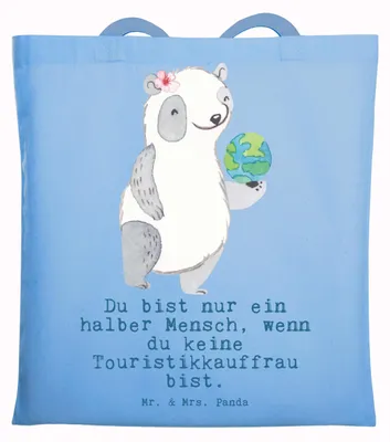 Produktbild von Mr. & Mrs. Panda Tote Bag Touristikkauffrau Herz - Sky Blue - Geschenk, Baumwolltasche, Laptoptasche, dokumententasche, Tasche, Schultasche