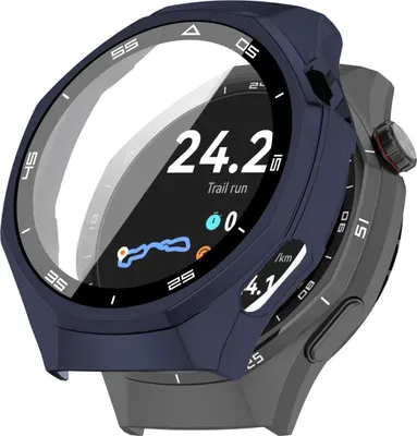 Produktbild von 360 Grad Smartwatch Hülle für Huawei Watch GT6 Pro 46 mm mit Displayschutz Case Watch Cover Bumper Rundum Schutzhülle Uhr Bildschirmschutz Dunkelblau