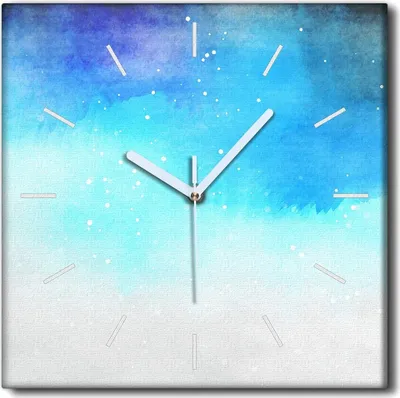 Produktbild von Coloray Uhr auf Leinwand 30x30 cm Wand Uhr Dekoration Wohnzimmer Segeltuch weiße Zeiger -Aquarelle Abstraktion.