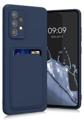 Produktbild von kwmobile Handyhülle für Samsung Galaxy A52 / A52 5G / A52s 5G Hülle mit Kartenfach - TPU Case - Kabelloses Laden - Schutzhülle Cover in Dunkelblau