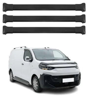 Obrázek produktu pro Příčné střešní nosiče pro Fiat Scudo 2022–2026, černé hliníkové, 3 ks