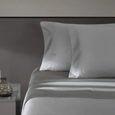 Produktbild von Vera Wang - King-Size-Bettlaken-Set, Satin-Baumwolle, Fadenzahl 800, weiche und Glatte Heimdekoration (stahlgrau, 4-teilig, Kingsize-Bett)