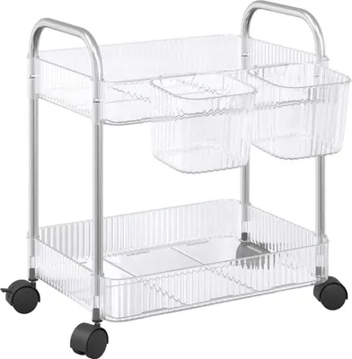 Obrázek produktu pro vidaXL Úložný vozík 2 police Transparent 37x28x43,5 cm Akryl