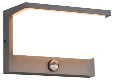 Zdjęcie produktu dla Kinkiet zewnętrzny LED z czujnikiem NESTOS antracyt 13W Ciepła biel 1300lm aluminium wym:15x23x23cm IP54 Trio