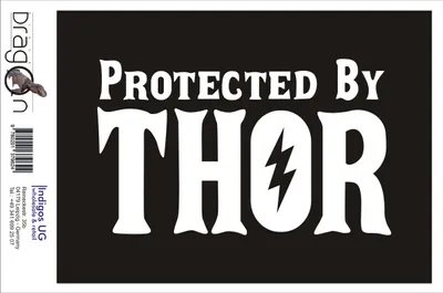 Produktbild von Aufkleber / Autoaufkleber - JDM / Die cut / Auto / OEM - Protected by THOR - 120x120 mm gelb - Heckscheibe / Heckscheibenaufkleber