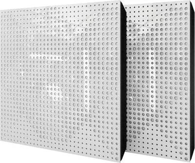 Obrázek produktu pro Balení po 2 kusech – akustický panel s velurovým potahem a montážní sadou | 50 x 50 x 5 cm | Absorpce zvuku – difúze – zvuková izolace | [WILDS – bílý plast | bílá]