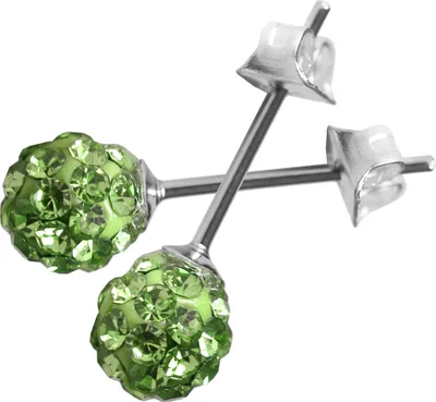 Produktbild von Shamballa Ohrstecker in verschiedenen Farben 6mm Farbe - Hellgrün