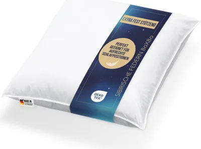 Produktbild von Extra dickes Kopfkissen 1600g 100% neue sibirische Federn 80x80 fest