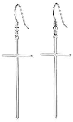Produktbild von MATERIA 925 Sterling Silber Ohrhänger Kreuz 20x59mm - Damen Ohrringe lang Ohrschmuck mit Geschenk-Box SO-265