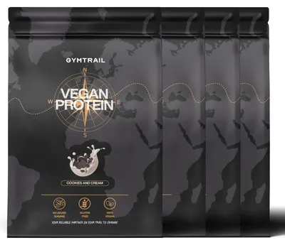 Produktbild von GYMTRAIL® Veganes Eiweißpulver aus Erbsenprotein 2000g | Pflanzliches Proteinpulver mit essenziellen Aminosäuren | Ohne Soja und Süßungsmittel mit Birkenzucker | Cookies & Cream