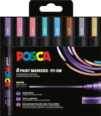 Image de Posca 182557 POSCA Marker UNI PC-5M 8er Set Metallic