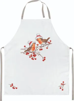 Produktbild von Küchenschürze - Christmas robins white