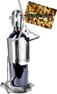 Immagine prodotto di BRUBAKER portabottiglie da vino giocatore di baseball portabottiglie oggetto decorativo in metallo con biglietto d'auguri per regalo vino