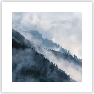 Produktbild von Poster - Poster ohne Rahmen - Berge Nebel Bäume - 30x30 cm - Wand Bild - Wanddeko - Wandbilder - Kunstposter - Wandposter - Bilder - Kunstdruck - Wanddekoration - Wandbild - P2XAC30x30-4429
