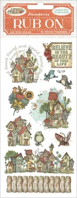 Produktbild von Stamperia Rub On Transferfolie Furry Friends 10.2 x 21.6 cm Houses