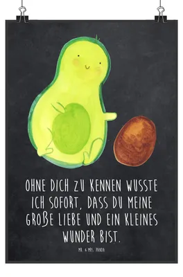 Produktbild von Mr. & Mrs. Panda Bild Avocado Kern rollt DIN A1 - Kreidetafel - Geschenk, Baby, drucke, Wandbild, Liebe, wanddeko, Wunder, Plakat, Wanddekoration, Geburt