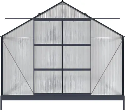 Produktbild von Polycarbonat-Gartengewächshaus 13 m² KALIDA mit Sockel - Anthrazit -