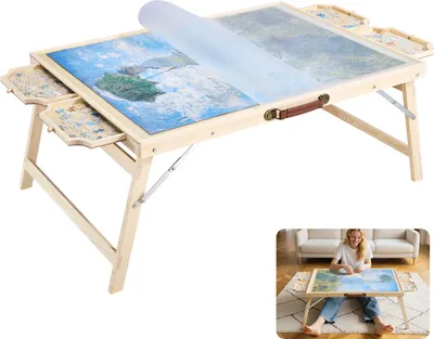 Immagine prodotto di VEVOR tavola per puzzle da 1500 pezzi con 4 cassetti e coperchio e gambe pieghevoli, tavolo per puzzle portatile (865 x 635 mm), accessori per puzzle per adulti, sistema di archiviazione di tavole per puzzle