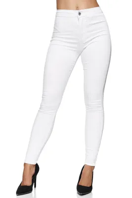 Obrázek produktu pro Dámské džíny Elara, vysoký pas, úzký střih, model Chunkyrayan, barva bílá, velikost 34 (XS)