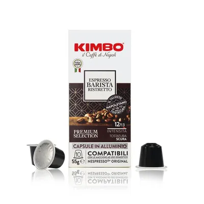 Immagine prodotto di Kimbo, Espresso Barista Ristretto, 400 Capsule Caffè in Alluminio Compatibili Nespresso®* Original®*, Miscela Cremosa, Intensità 12/13, 40 x 10 Caps