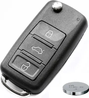 Produktbild von Klapp Schlüssel Gehäuse Funkschlüssel Fernbedienung Autoschlüssel 3 Tasten + 1x CR2032 Batterie kompatibel mit VW Tuareg 7L Phaeton bis BJ. 2010