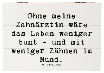 Produktbild von Mr. & Mrs. Panda Box Spruch Zahnärztin Dank 22 x 15 cm - Weiß - Geschenk, Mundgesundheit, Geschenke mit Herz, für Berufstätige, Beruf, Dankbarkeit, Berufe, Schatzkiste
