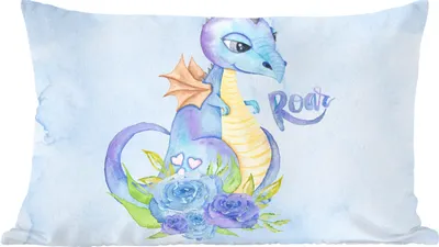 Produktbild von MuchoWow® Zierkissen Sofakissen Wohnzimmer Dekokissen 50x30 cm Dino - Kinderzimmer - Aquarell - Jungen - Kinder - Wohnzimmerdekoration - Polster mit Photo