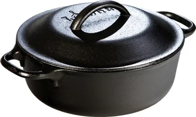 Produktbild von LODGE Dutch Oven Topf Induktion Kochtopf Gusseisen Bräter Suppentopf Deckel 1,9L