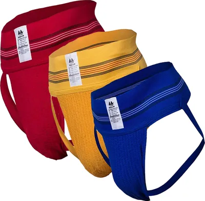 Produktbild von MM Sports The Original No. 10 Jockstrap 3 inch Multipack 1x Red + 1x Yellow + 1x Blue - Größe XL