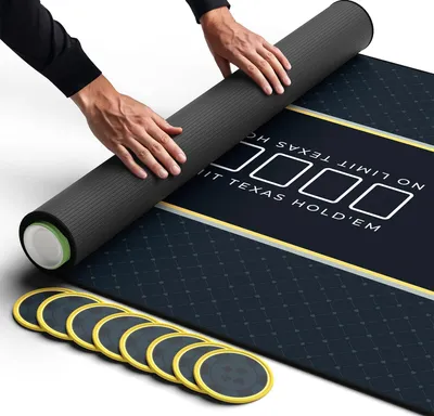Produktbild von Pokertischauflage 177,8 x 89 cm, 10 Spieler, für Texas Hold'em, mit Tragetasche und 8 Untersetzern