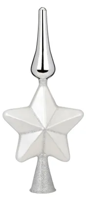 Produktbild von Christbaumspitze Stern mit Glitzer aus Glas 29cm 1 Stück Silber