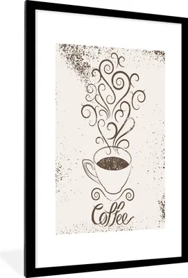 Produktbild von MuchoWow® MuchoWow® Gerahmtes Poster Vintage - Kaffee - Sprichwörter - Zitate 60x90 cm - Poster mit zchwarzem Bilderrahmen - Dekoration - Wandposter Wohnzimmer - Hochwertig