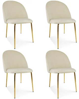 Produktbild von Sessel Inca – Samt, Hellbeige / Füße: Goldfarben, 4 Stück