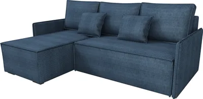 Produktbild von BroMARKT Ecksofa mit Schlaffunktion Atlantic Blau Cord Links