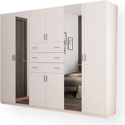 Produktbild von Meblast | Kleiderschrank 225/210 cm, Weiß mit 2 Spiegeln, Premium-Beschläge | Vielseitig, Stilvoll