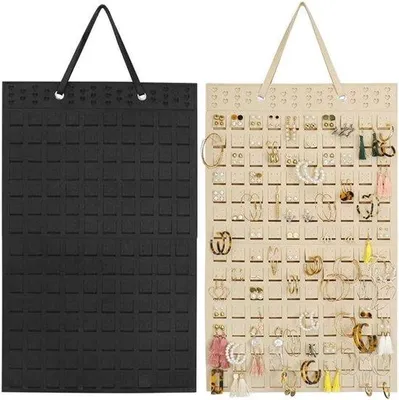 Produktbild von Famanu Schmuckorganizer Set von 2 - Hängender Ketten- und Ohrringehalter, schwarz und braun