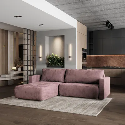 Produktbild von Masseno Ecksofa TURIN M mit Schlaffunktion L-Form, Sofa mit Bettkasten, Wohnzimmersofa, Couch, Soffa, Bettsofa, Couchgarnitur- Lila, MONOLITH 62