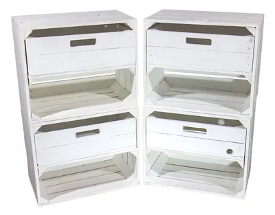 Produktbild von 3x WEIßE OBSTKISTEN - mit SCHUBLADE / NEU / 50x40x30cm/ Holzkiste als Nachtschrank und Deko