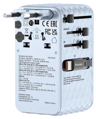 Produktbild von Verbatim Charge 'n' Travel 70W Universal-Schnellladegerät Blau