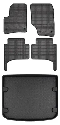 Productafbeelding van Rubberen automatten + kofferbakmat voor Porsche Cayenne I 2002-2010 – 5-delig, zwart, op maat – Wielganizator SolidPRO