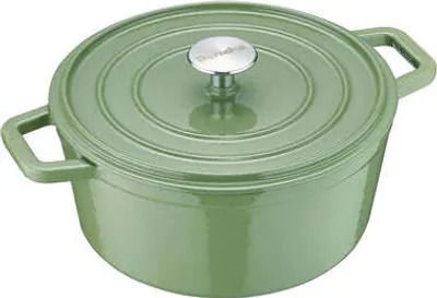Produktbild von Bräter/Kochtopf 24 cm, rund, Gusseisen, grün - b.iron