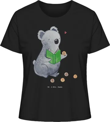 Produktbild von Mr. & Mrs. Panda Oberteil Damen Koala Münzen sammeln Größe S - Schwarz - Geschenk, Numismatik, Shirt, T-Shirt, aus Aller Welt, Baumwoll, Basic