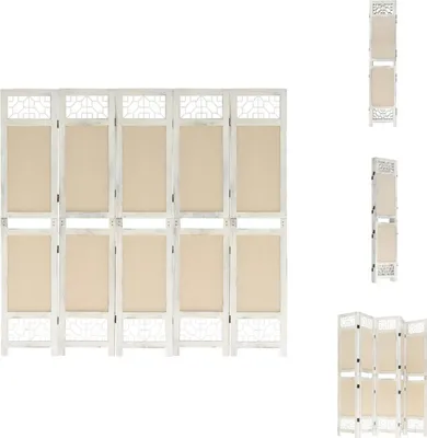 Obrázek produktu pro vidaXL 5dílný dělič místností krémový 175x165 cm látka - Dělič místností