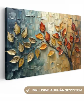 Produktbild von Leinwand Bilder 120x80 cm - Lebensbaum - Abstrakt - Natur - Kunst, Bilder, Wanddeko Wohnzimmer