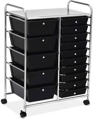 Produktbild von GOPLUS Rollwagen mit 15 Schubladen, Rollregal Farbewahl, Beistellwagen Haushaltswagen Rollcontainer Badrollwagen Badtrolley Badregal
