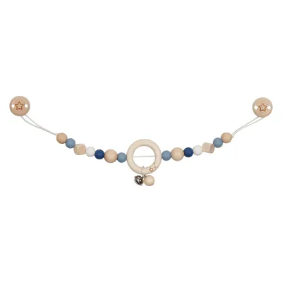 Image de Goki Wooden Stroller Chain Star Blue with Clips (Chaîne de poussette en bois)