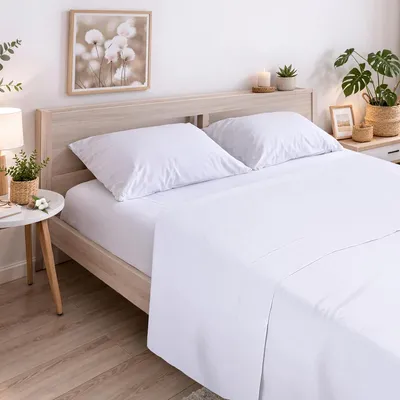 Imagen del producto de Sábana, 105 cm, 100% algodón, extra suave, blanca