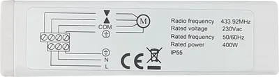 Produktbild von JULIUS MAYER Funkempfänger JMFEA für Rohrmotoren, Aufputz / weiß Modul zur Funk‑Nachrüstung für 230V Rohrmotoren, 433 MHz, IP54, kompatibel mit JM Hand‑ & Wandsendern